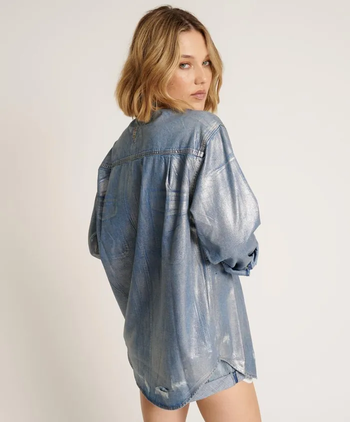 One Teaspoon Denim Shirts Women Blue Future Everyday Denim Shirt