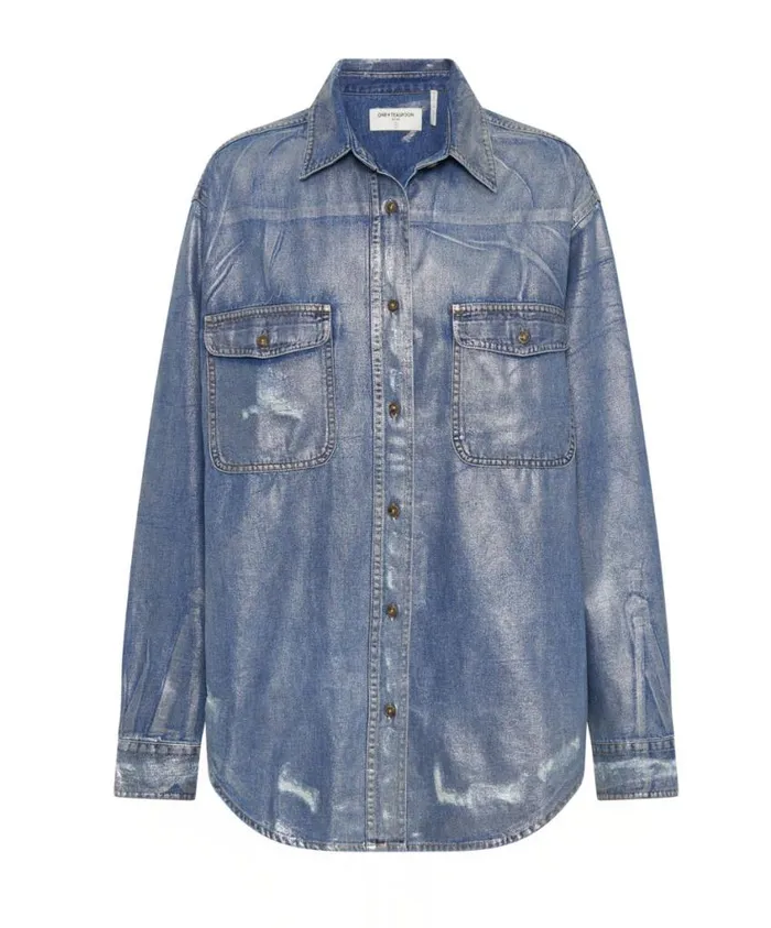 One Teaspoon Denim Shirts Women Blue Future Everyday Denim Shirt