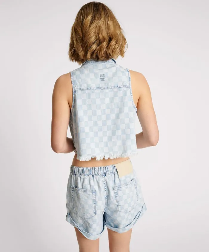 One Teaspoon Denim Shirts Women Checkmate Denim Braxton Top