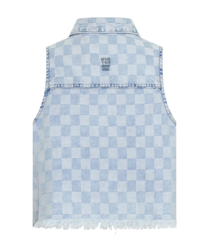 One Teaspoon Denim Shirts Women Checkmate Denim Braxton Top