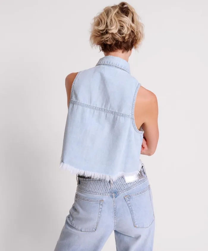 One Teaspoon Denim Shirts Women Classic Blue Braxton Denim Top