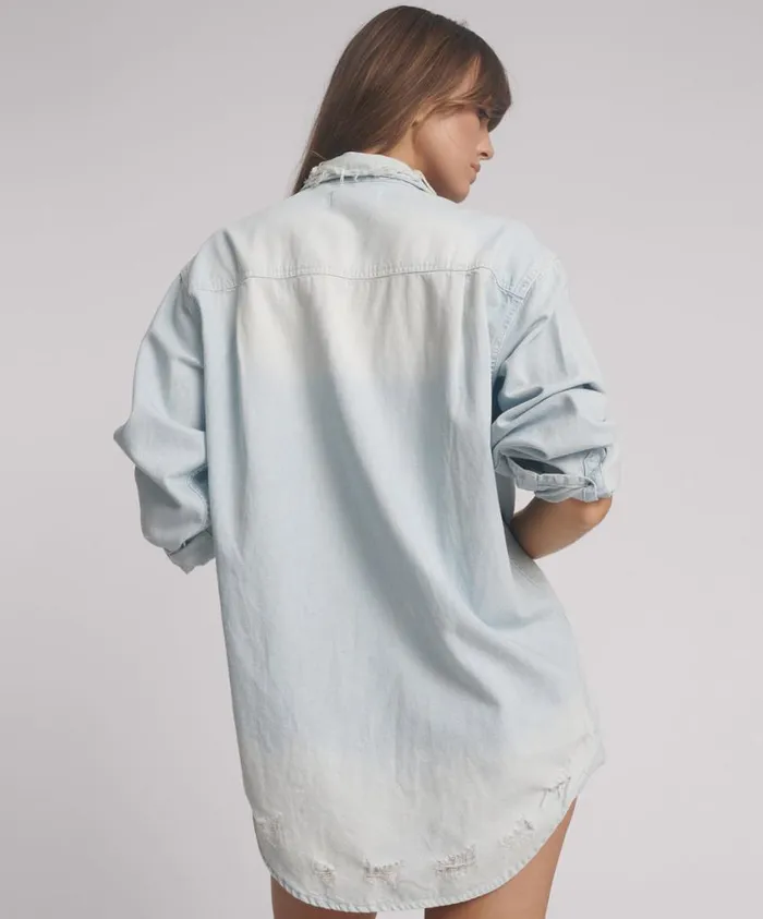 One Teaspoon Denim Shirts Women Classic Everyday Chambray Denim Shirt