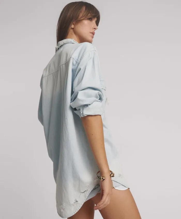 One Teaspoon Denim Shirts Women Classic Everyday Chambray Denim Shirt