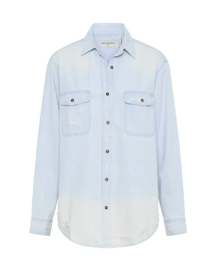 One Teaspoon Denim Shirts Women Classic Everyday Chambray Denim Shirt