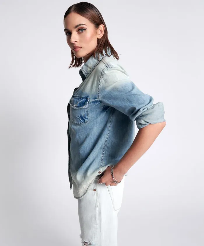 One Teaspoon Denim Shirts Women Heartland Tattoo Cobra Denim Shirt