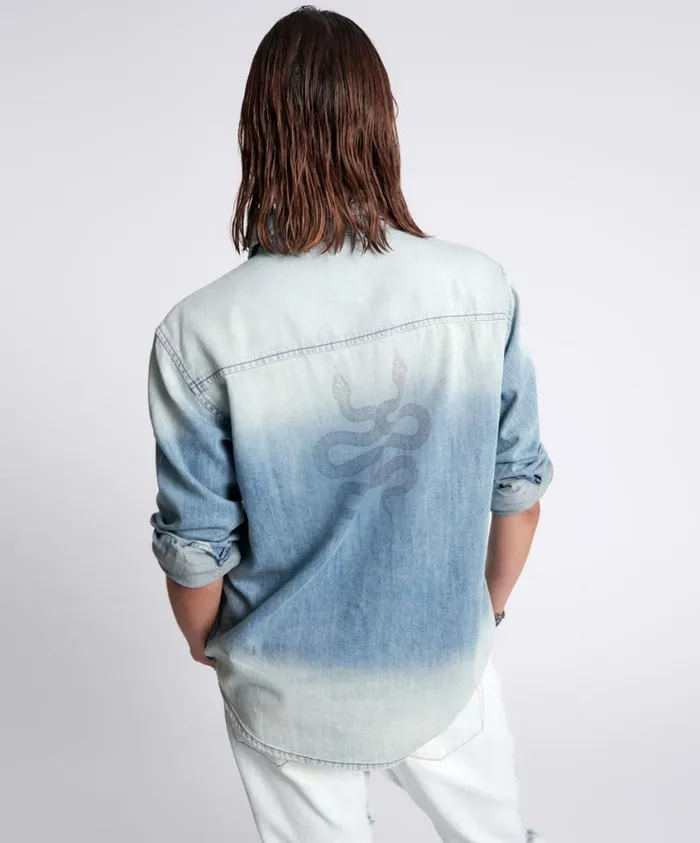 One Teaspoon Denim Shirts Women Heartland Tattoo Cobra Denim Shirt