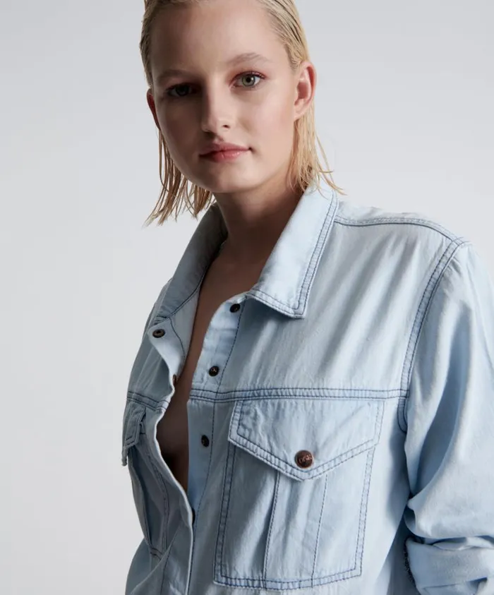 One Teaspoon Denim Shirts Women Mystic Impressed Denim Shirt