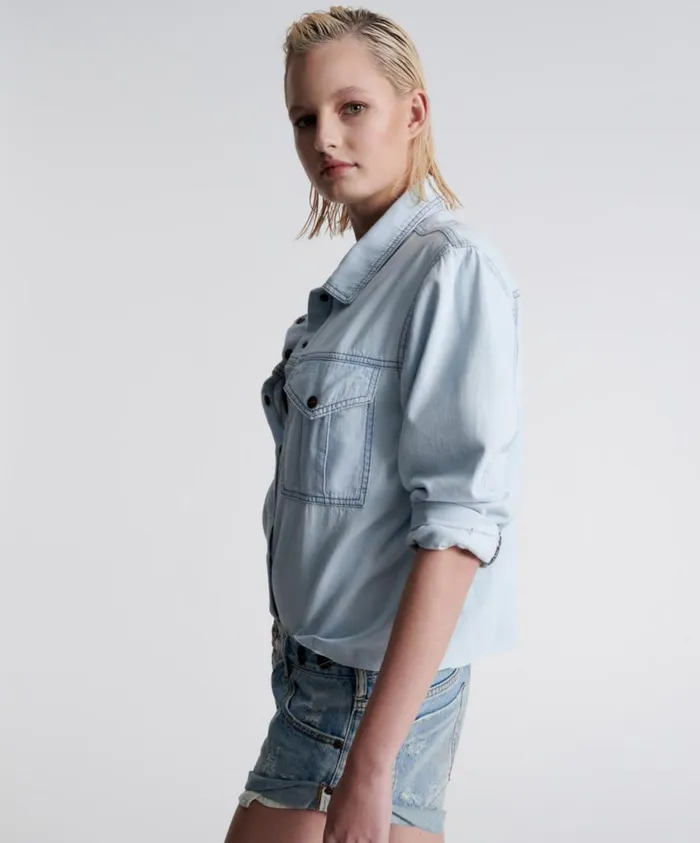 One Teaspoon Denim Shirts Women Mystic Impressed Denim Shirt