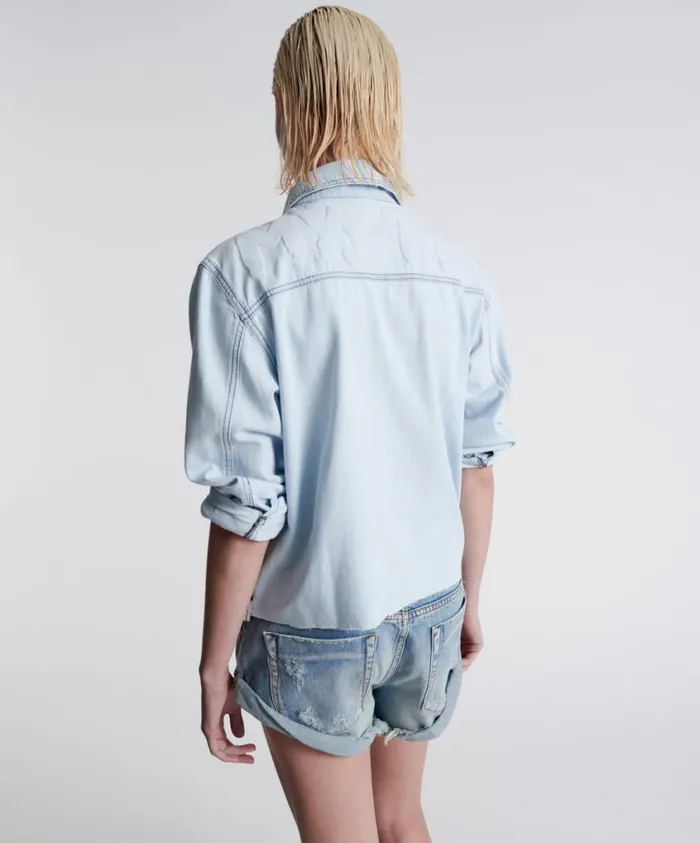 One Teaspoon Denim Shirts Women Mystic Impressed Denim Shirt