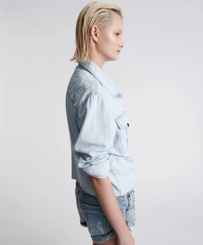 One Teaspoon Denim Shirts Women Mystic Impressed Denim Shirt