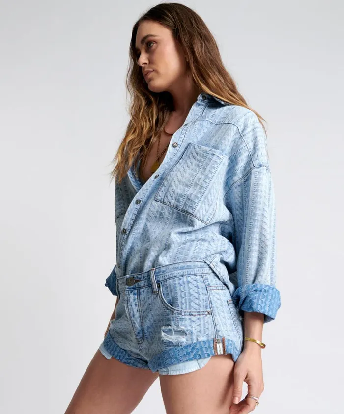 One Teaspoon Denim Shirts Women On Repeat Denim Daria Shacket