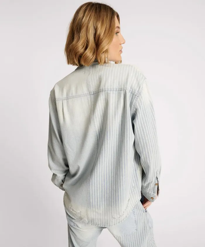 One Teaspoon Denim Shirts Women Painters Stripe Everyday Shirt