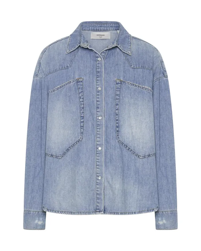 One Teaspoon Denim Shirts Women Revolver Oversized Denim Shirt