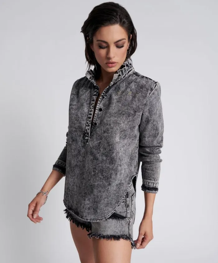 One Teaspoon Denim Shirts Women Rodeo Grey Chrysler Shirt