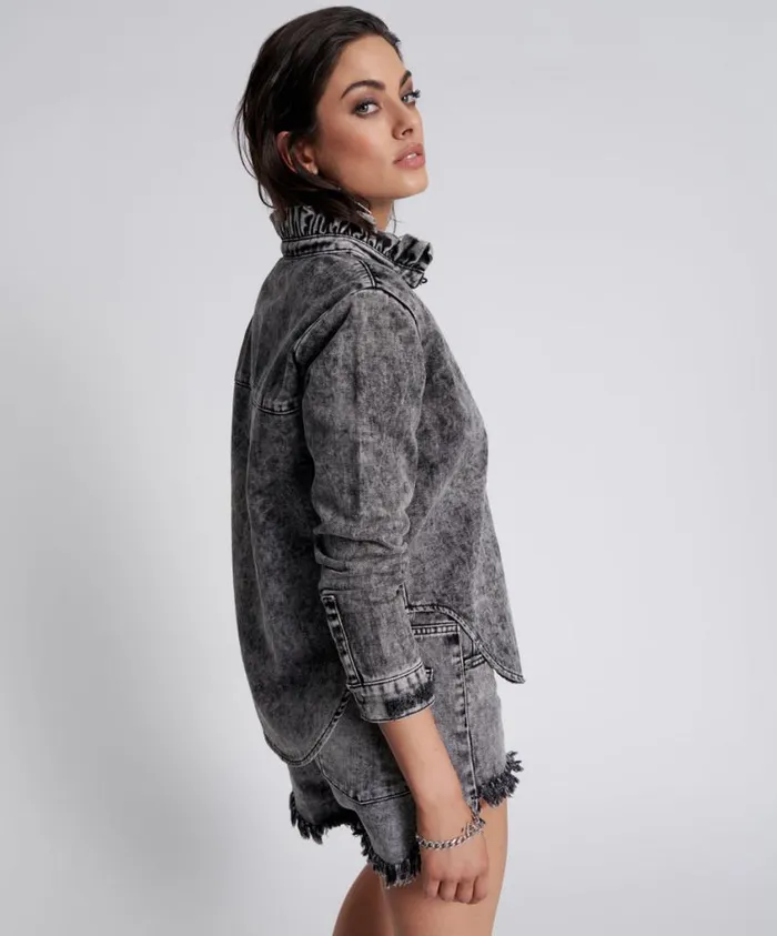 One Teaspoon Denim Shirts Women Rodeo Grey Chrysler Shirt