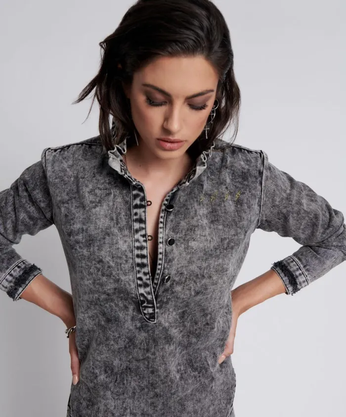 One Teaspoon Denim Shirts Women Rodeo Grey Chrysler Shirt