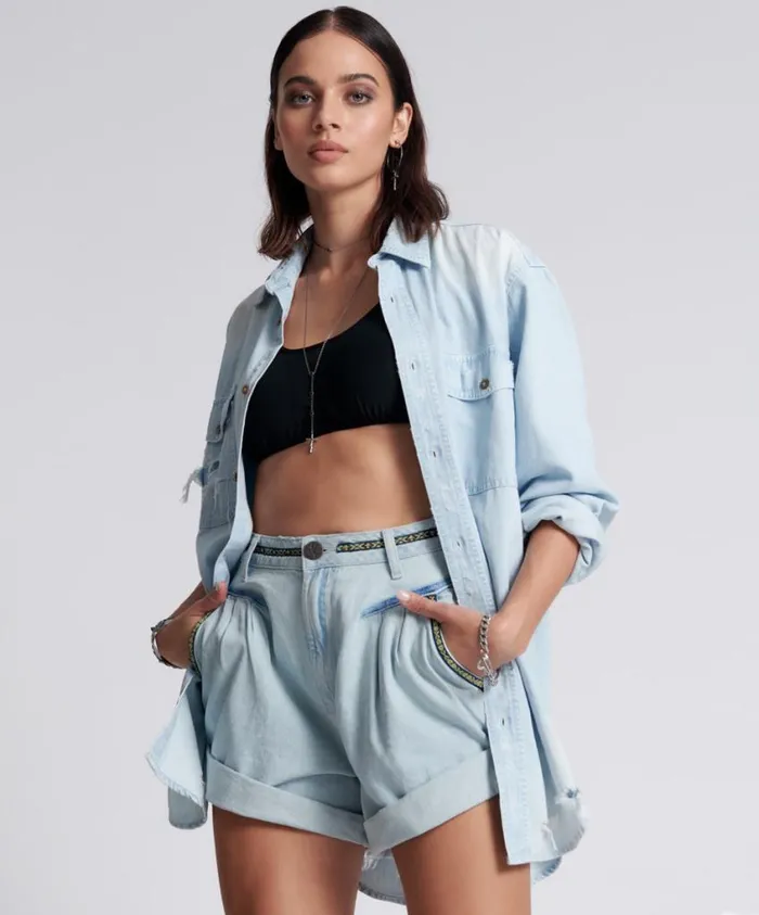 One Teaspoon Denim Shorts Women Angel Streetwalkers High Waist 80S Short