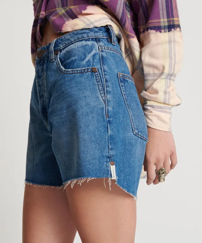One Teaspoon Denim Shorts Women Bay Blue Legend High Waist Mom Fit Short