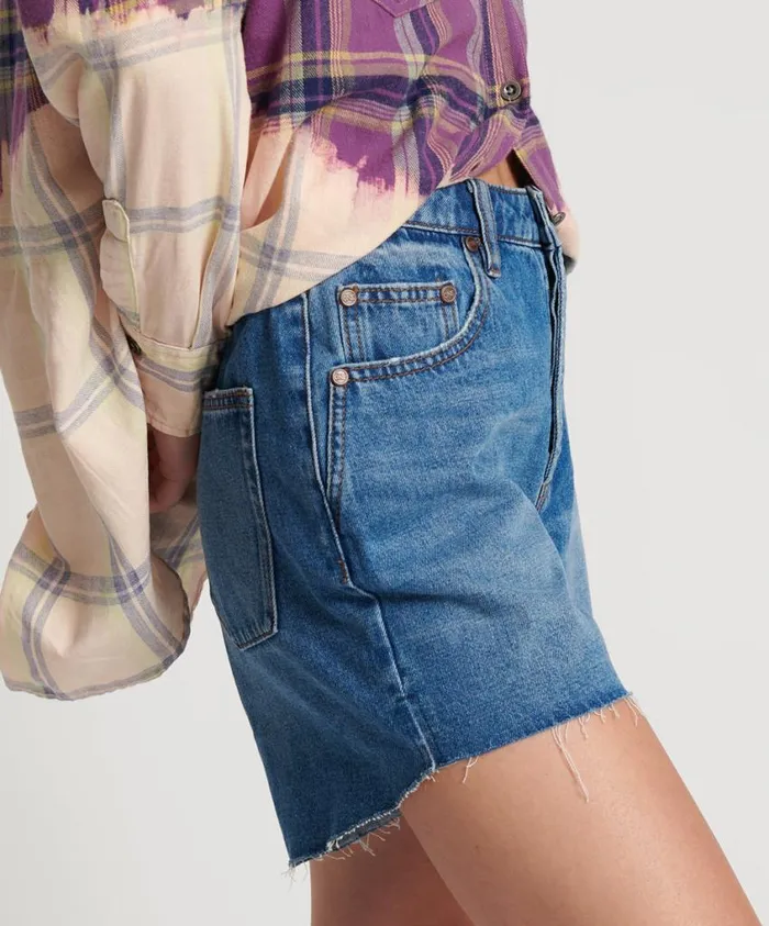 One Teaspoon Denim Shorts Women Bay Blue Legend High Waist Mom Fit Short