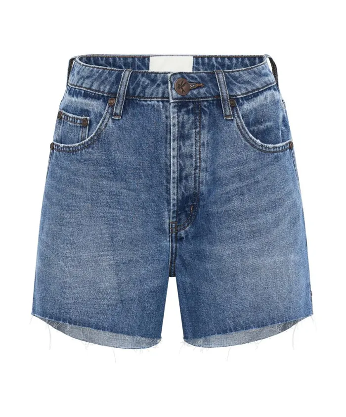 One Teaspoon Denim Shorts Women Bay Blue Legend High Waist Mom Fit Short