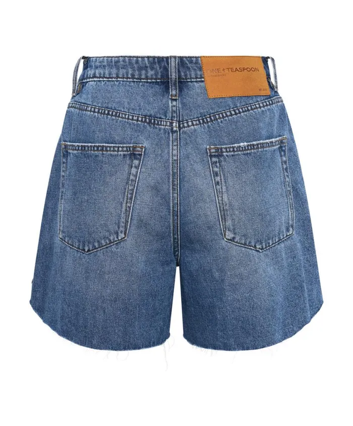 One Teaspoon Denim Shorts Women Bay Blue Legend High Waist Mom Fit Short