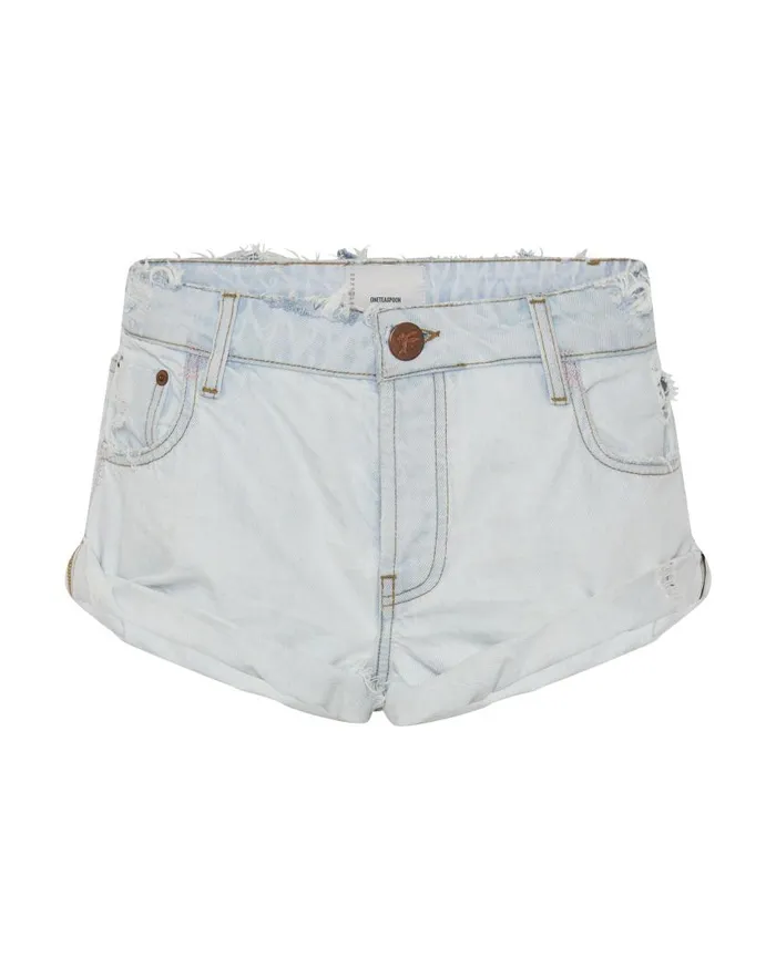 One Teaspoon Denim Shorts Women Bel Air Blue Bandits Low Waist Denim Short