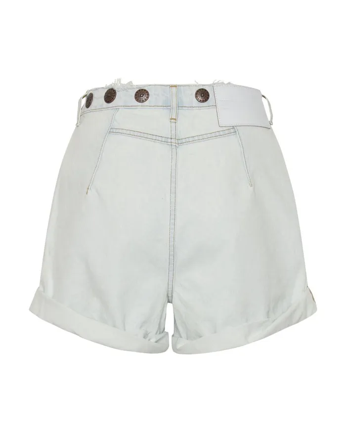 One Teaspoon Denim Shorts Women Bel Air Blue Streetwalker High Waist Short