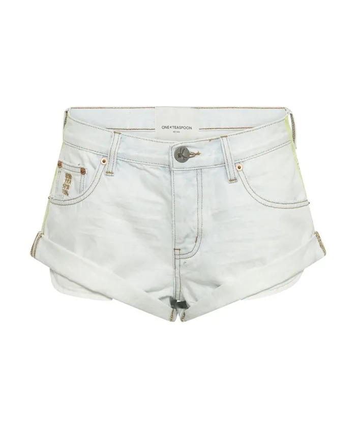 One Teaspoon Denim Shorts Women Bel Air Stripe Bandits Low Waist Denim Short