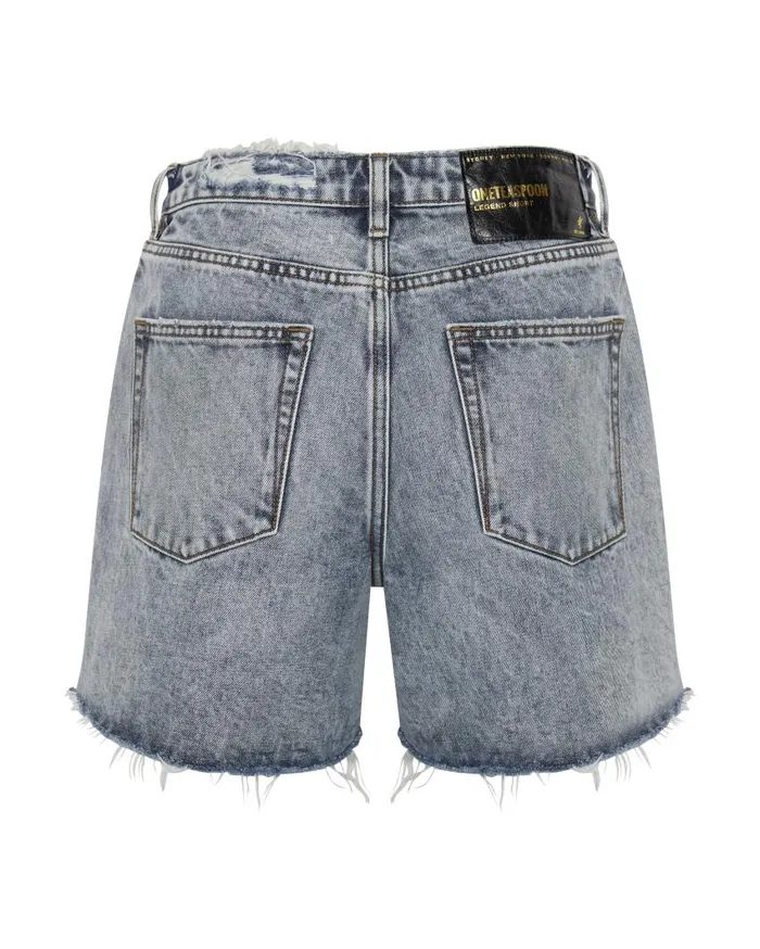 One Teaspoon Denim Shorts Women Blue Blossom Legend High Waist Mom Short