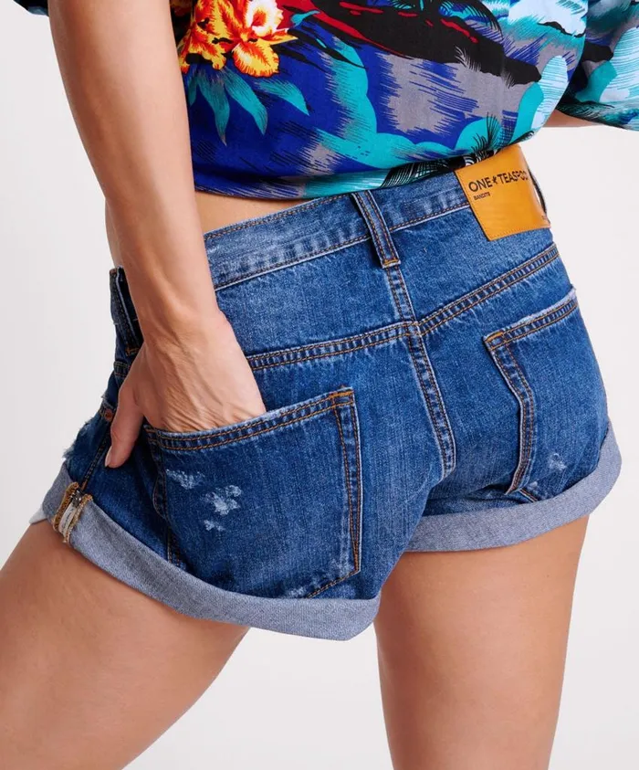 One Teaspoon Denim Shorts Women Bluemoon Bandit Low Waist Denim Short