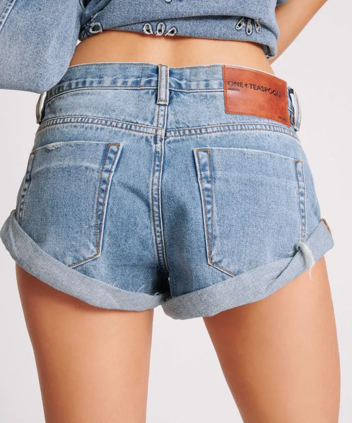 One Teaspoon Denim Shorts Women Cobaine Bandits Low Waist Denim Shorts