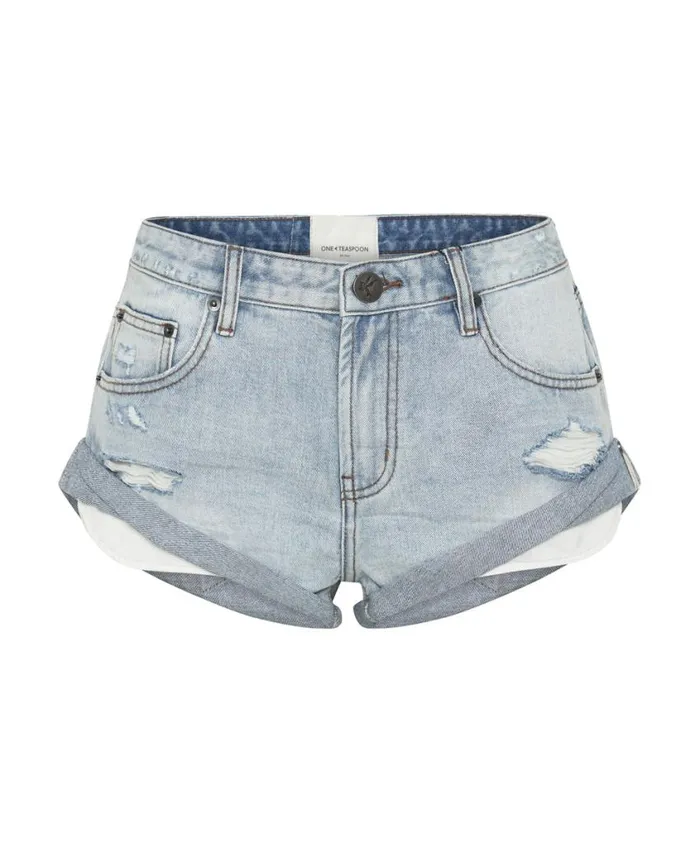 One Teaspoon Denim Shorts Women Dream Bandit Low Waist Denim Short