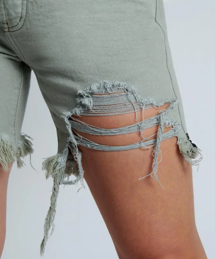 One Teaspoon Denim Shorts Women Faded Khaki Stevies Boyfriend Short