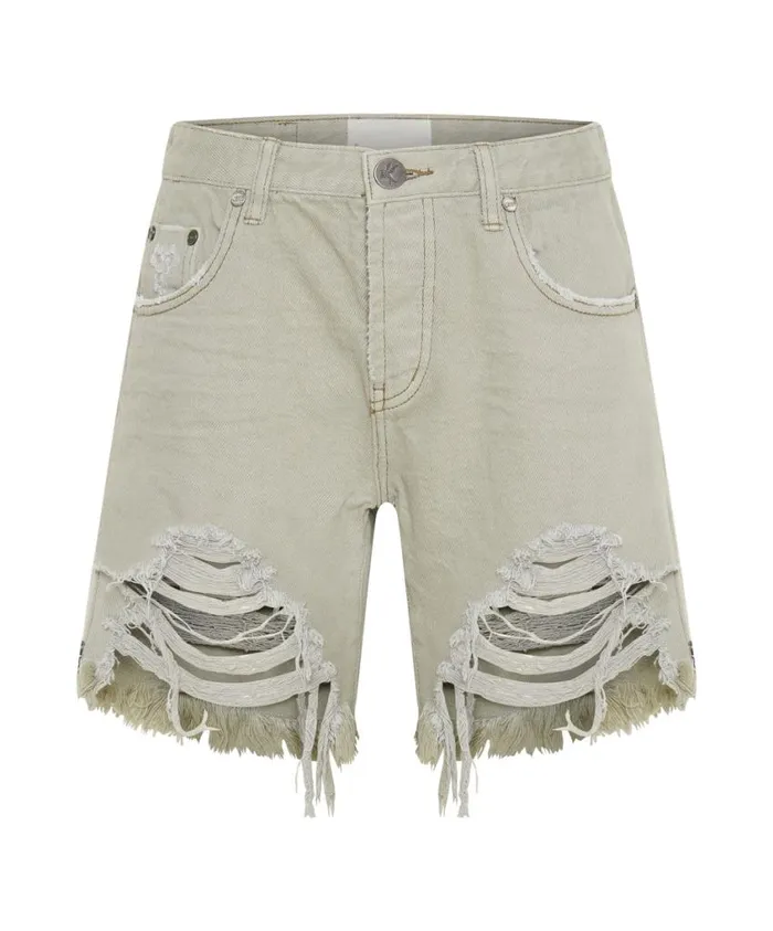 One Teaspoon Denim Shorts Women Faded Khaki Stevies Boyfriend Short