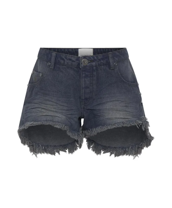 One Teaspoon Denim Shorts Women Fox Black Marlons Low Waist Denim Shorts