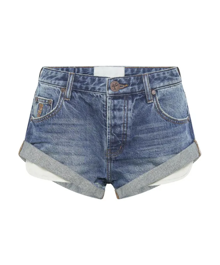 One Teaspoon Denim Shorts Women Gritty Blue Bandit Low Waist Denim Short