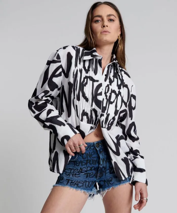 One Teaspoon Denim Shorts Women Hand Graffiti Bonita High Waist Denim Short