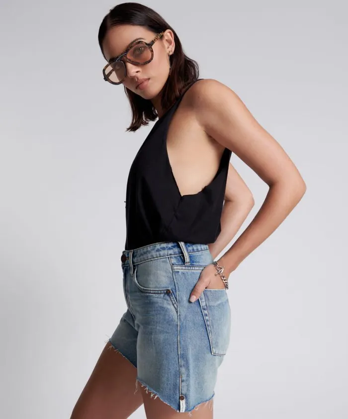 One Teaspoon Denim Shorts Women Hendrixe Legend Mom Fit Denim Short