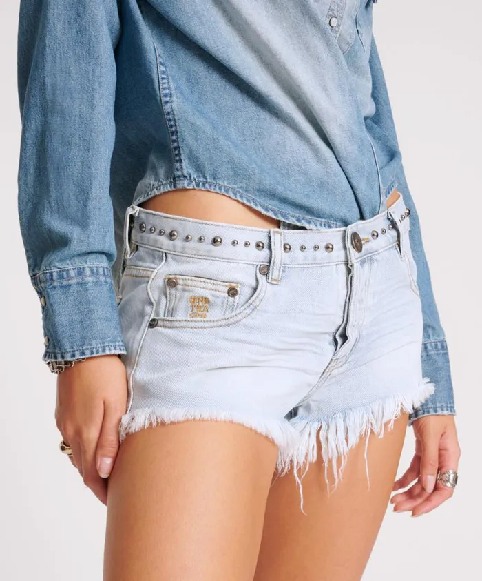 One Teaspoon Denim Shorts Women Hustler Bonitas Low Waist Denim Shorts