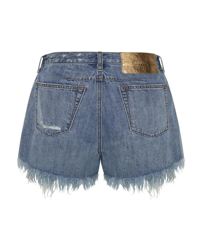 One Teaspoon Denim Shorts Women Johnny Blue Le Wolves Mid Length Denim Short