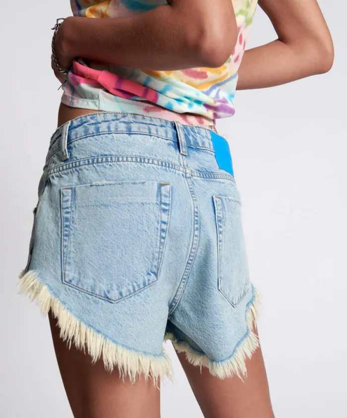 One Teaspoon Denim Shorts Women Kansas Acid Rollers Denim Short