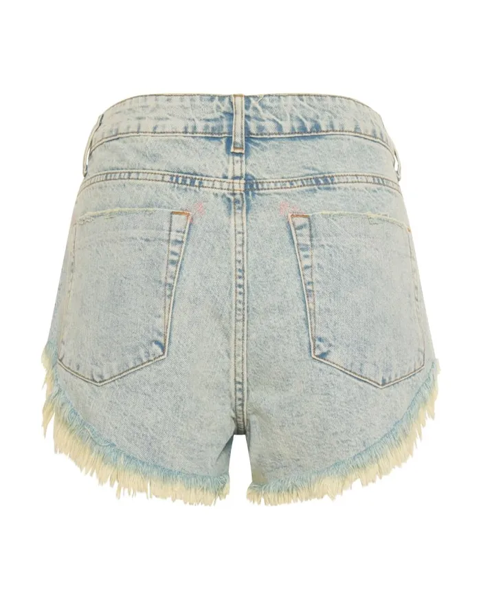 One Teaspoon Denim Shorts Women Kansas Acid Rollers Denim Short