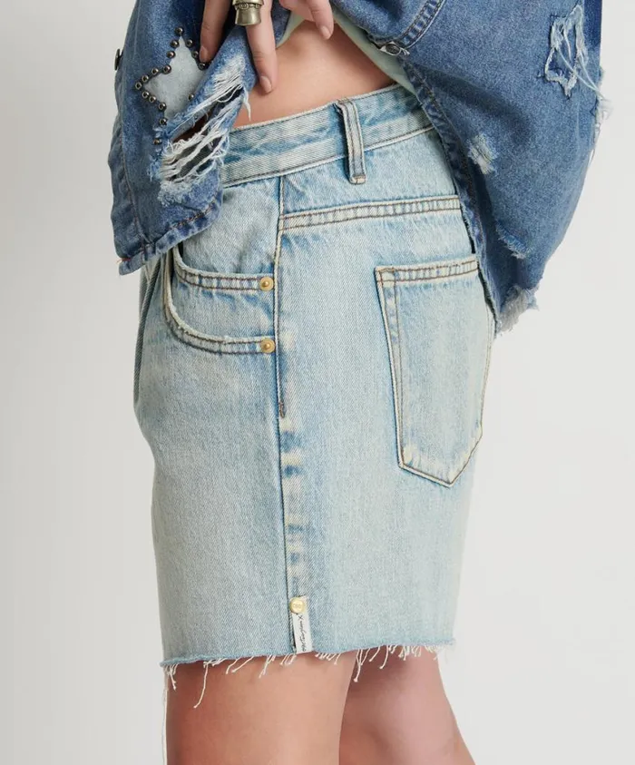 One Teaspoon Denim Shorts Women Kansas Blue Super Relaxed Shaker Short