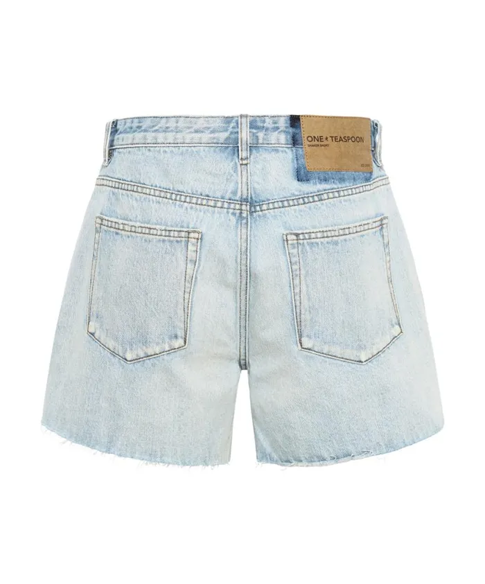 One Teaspoon Denim Shorts Women Kansas Blue Super Relaxed Shaker Short