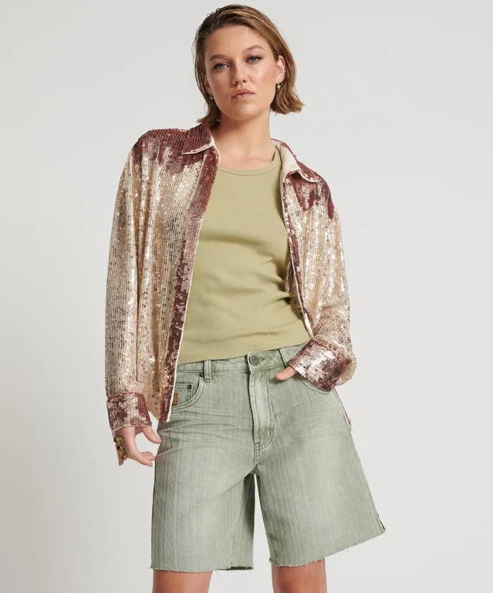 One Teaspoon Denim Shorts Women Khaki Logo Jacquard Jackson Mid Waist Wide Leg Shorts One Teaspoon Denim Shorts Women Khaki Logo Jacquard Jackson Mid Waist Wide Leg Shorts