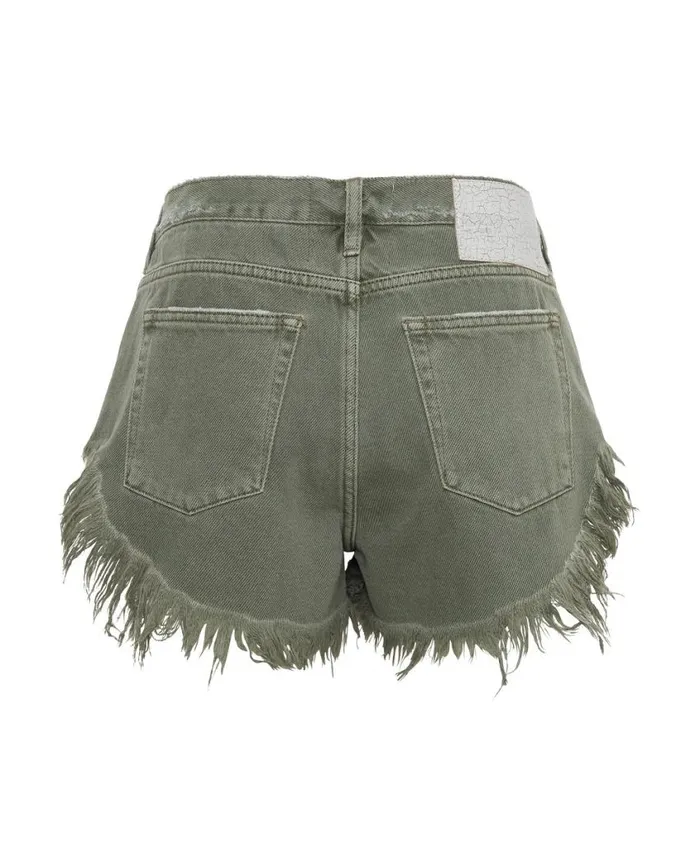 One Teaspoon Denim Shorts Women Military Khaki Rollers Denim Short