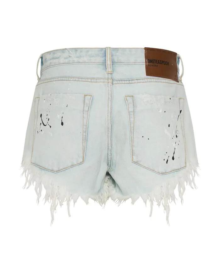 One Teaspoon Denim Shorts Women Painted Bonitas Low Waist Denim Short