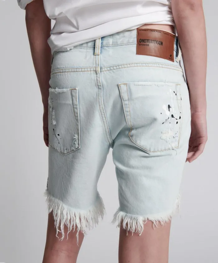 One Teaspoon Denim Shorts Women Painted Stevies Long Length Boyfriend Shorts