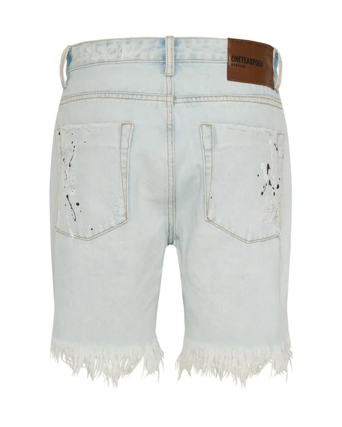 One Teaspoon Denim Shorts Women Painted Stevies Long Length Boyfriend Shorts