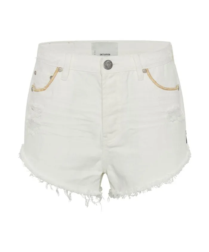 One Teaspoon Denim Shorts Women Pearl Outlaws Mid Length Denim Short
